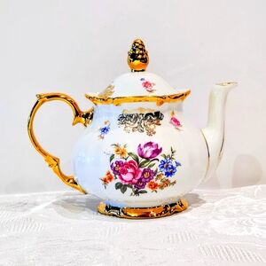 Vintage little German Tea pot. Rare Reichenbach Gold Gilded  bone china
